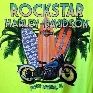 Harley-Davidson Women's  XL Neon Yellow T-Shirt Rockstar Fort Myers, Florida